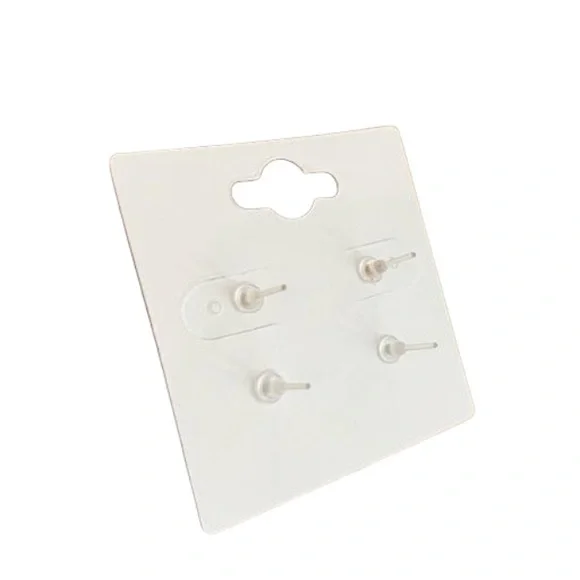 2 Pack Stud Earrings. Acrylic Backing. White & Gold Set - Picture 2 of 4